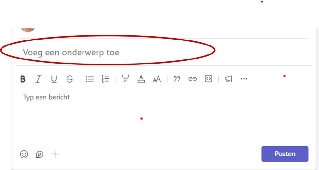 Teams onderwerp bericht